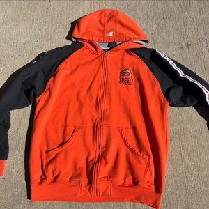 STARTER Orange and Black Zip-Up Hoodie Sweatshirt